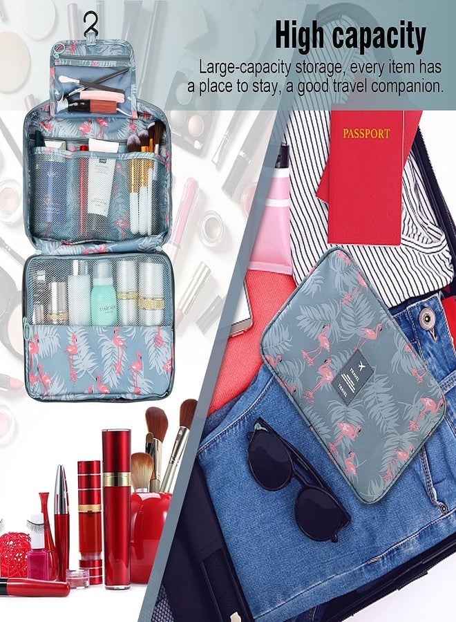 LATIQ MART حقيبة أدوات تجميل معلقة من لاتيك مارت للرجال والنساء، منظم سفر، ملحق، نايلون مقاوم للماء، حقيبة أدوات مكياج وحلاقة، فلامنجو (أزرق) - Image 5